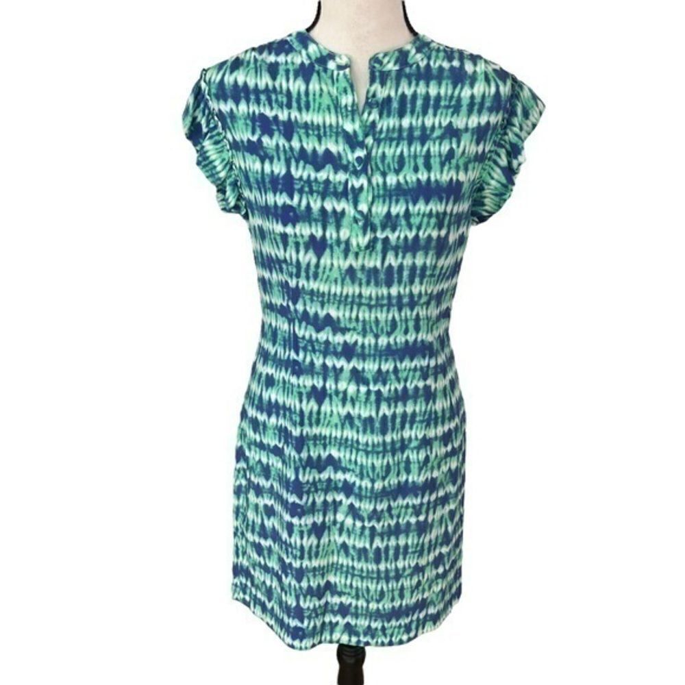 Ellie Kai 100% silk blue/green dress size XS